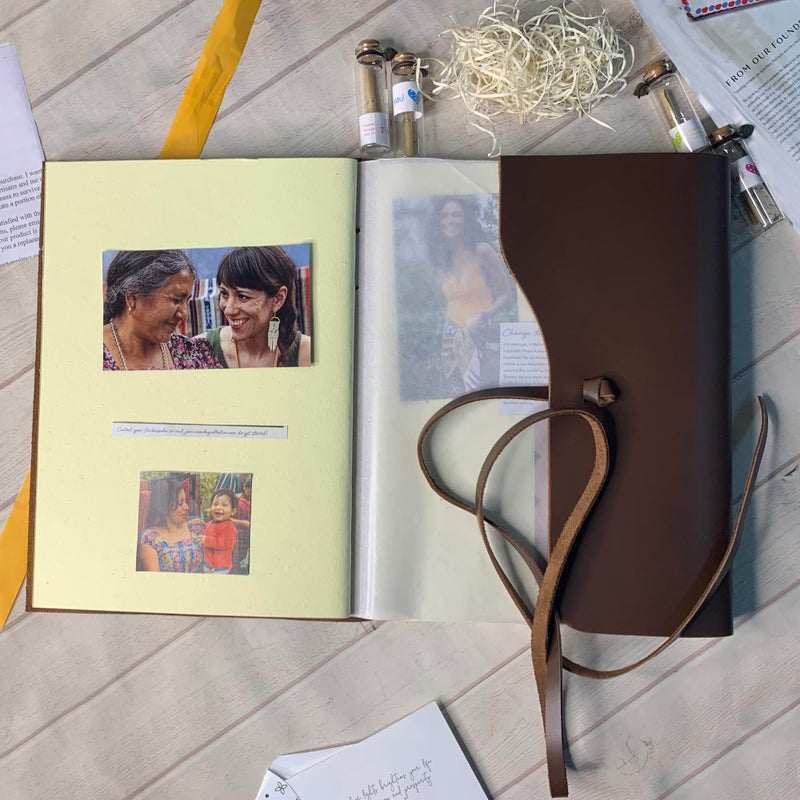 Rustic Town Full Grain Leather Photo Album with Gift Box - Scrapbook Style Pages (Large, Brown) - Image 4